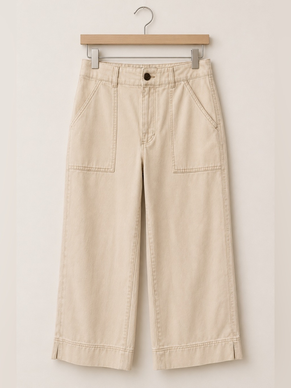 Abercrombie & Fitch Wide Leg Utility Pants XS Cream Ecru Cropped